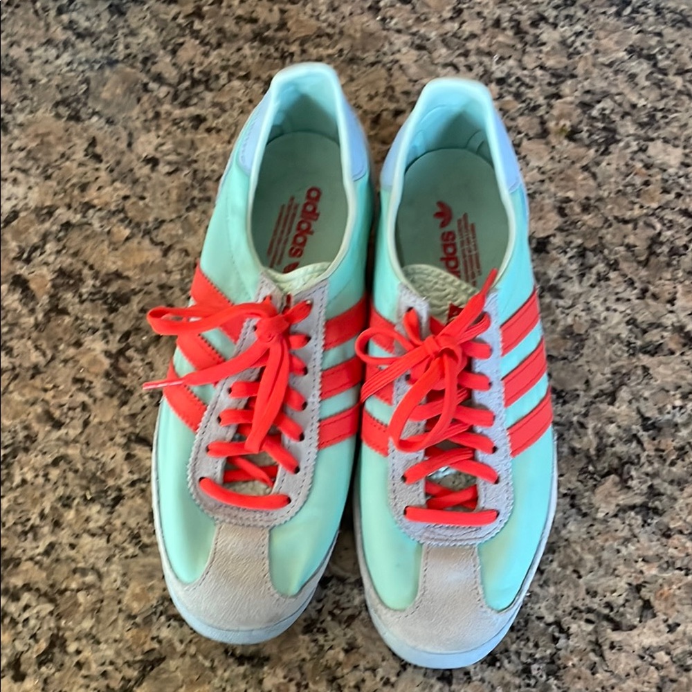 adidas Mint Green and Red Sneakers